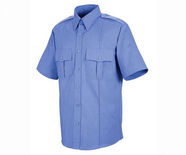 Mẫu áo đồng phục bảo vệ tay ngắn màu xanh