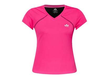 Mẫu áo thun thể thao tay ngắn cổ tim màu hồng cho nữ